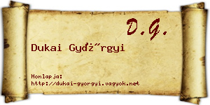 Dukai Györgyi névjegykártya